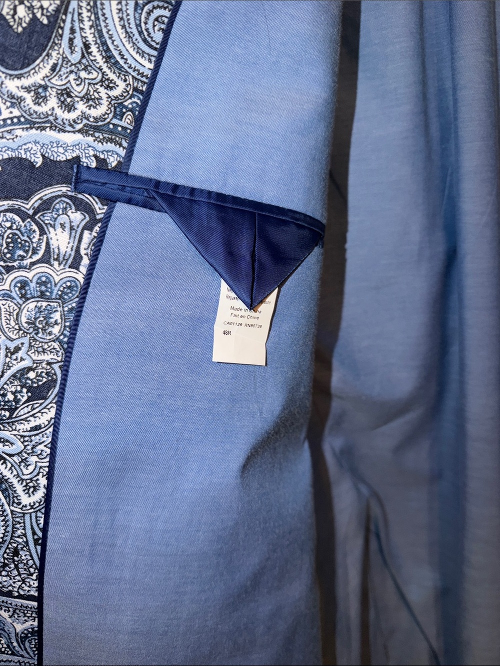 Tallia men’s 48R blue paisley blazer / worn once - Picture 4 of 5